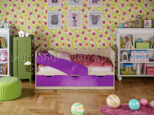 Кровать Бабочки 1800 Фиолетовый металлик