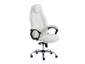 Кресло офисное Boss Lux хром кожзам белый
