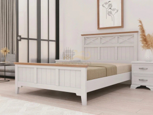 Кровать Грация-5 1600 Белый античный с карнизом Сосна