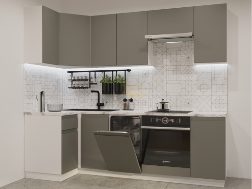Кухонный гарнитур арт 24 Лайн Обсидиан 1000х2450 мм