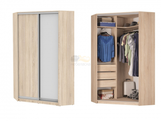 Угловой шкаф-купе Аларти YA-230х1250-4 (D6D5)
