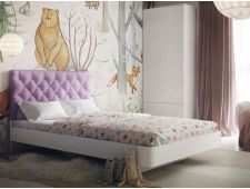 Кровать Милана-3 с каретной стяжкой фиолетовая